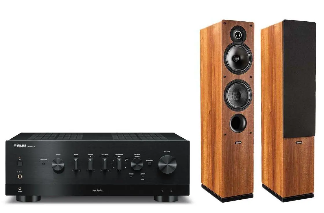 Zestaw stereo Yamaha R-N800A Czarny, Indiana Line Tesi 561 Orzech