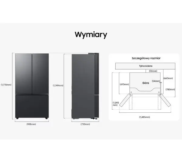 Samsung RF24BB620EB1 Funkcje AI Pełny No Frost 177,8cm Zdalne sterowanie Grafitowa Stal - Kup na Raty - RRSO 0%