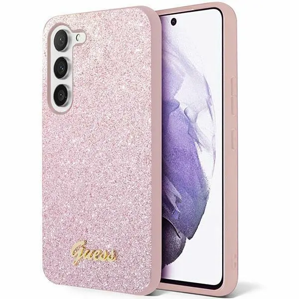 Etui Guess Glitter Script GUHCS24SHGGSHP do Samsung Galaxy S24 Różowy