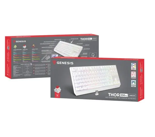 Genesis Thor 230 TKL US RGB Outemu Red Biały