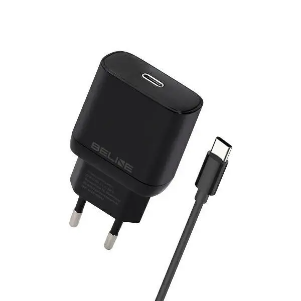 Ładowarka sieciowa Beline 1x USB-C 25W + kabel USB-C PD 3.0 GaN Czarny