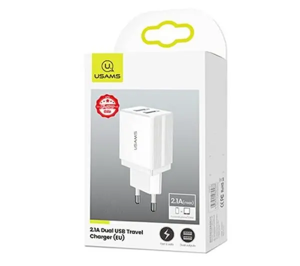 USAMS 2x USB T24 2,1A Biały