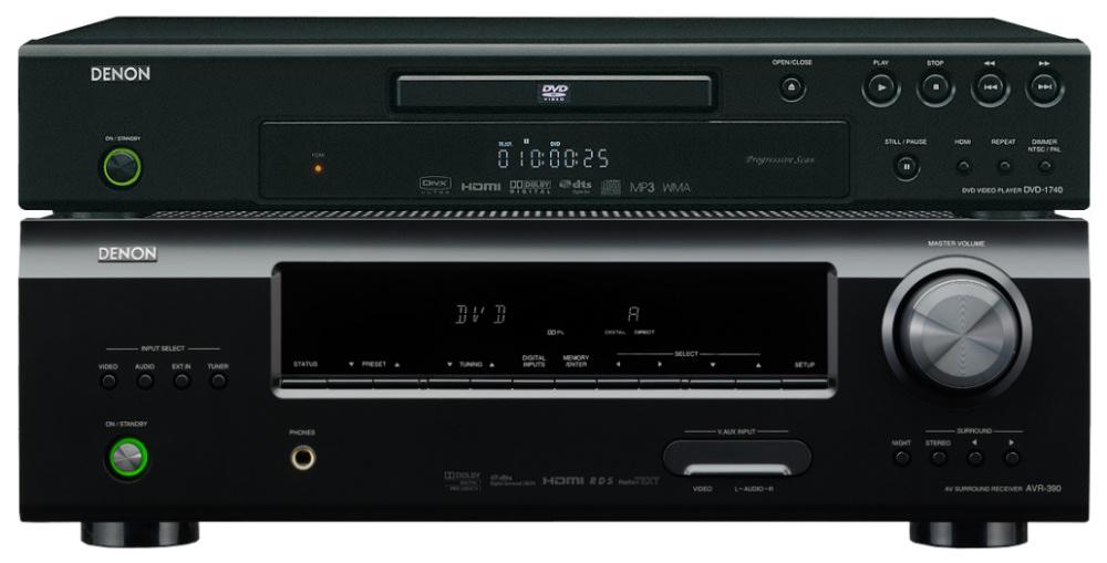 Zestaw kina Denon DVD-1740B, AVR-390B, Eltax Universe