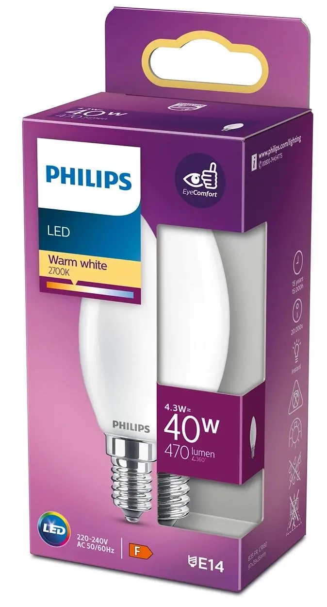 Żarówka LED Philips 4,3W (40W) E14