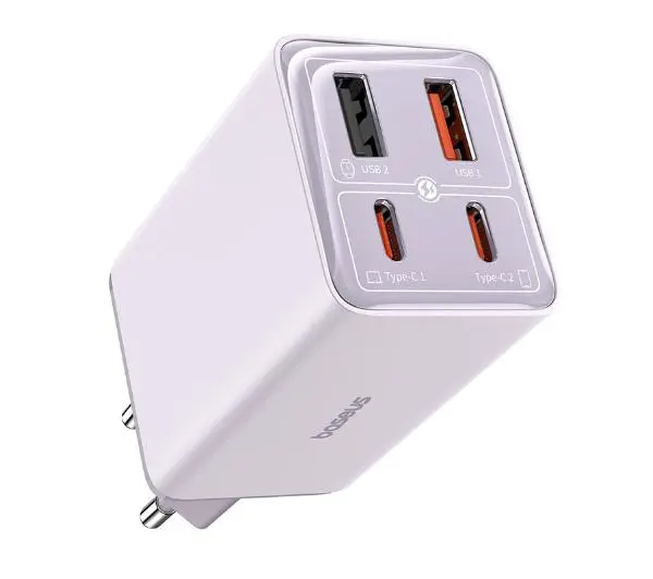Baseus GaN6 Pro 2xUSB-C + 2xUSB 65W Fioletowy
