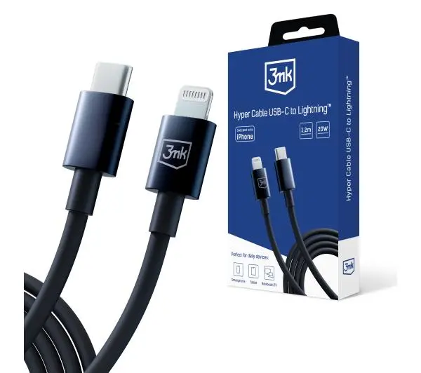 3mk Hyper USB-C do Lightning 20W 1,2m Czarny