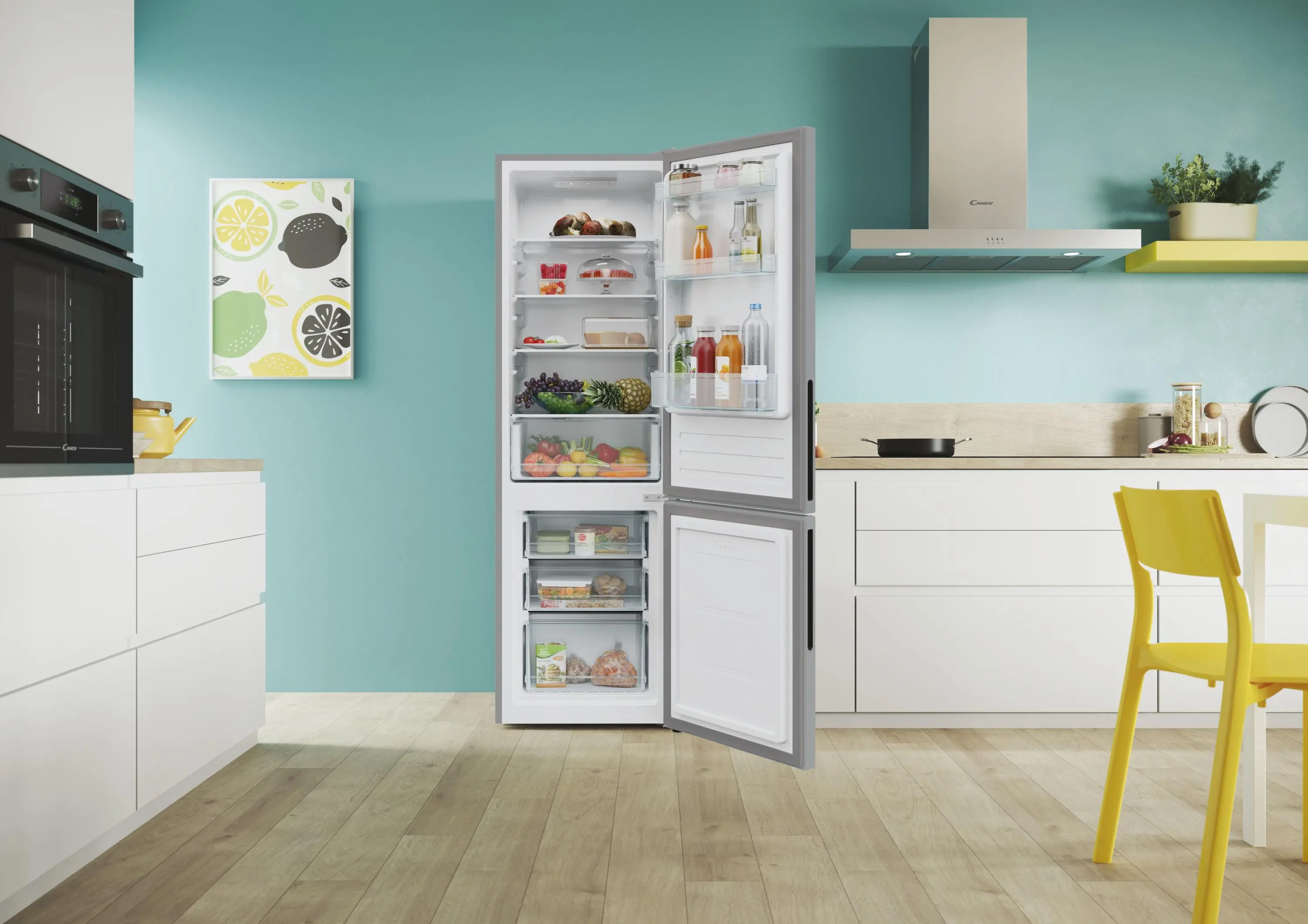 Lodówka Candy City Combi CCT3L517ES 176cm Srebrny