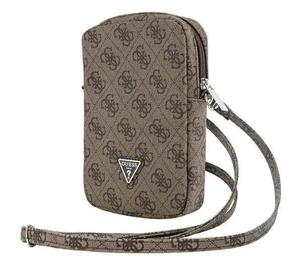 Guess torebka Zip 4G Triangle Brązowy