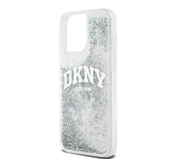 DKNY Liquid Glitter Big Logo do iPhone 15 Pro Biały