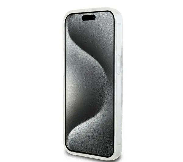 DKNY Hardcase Liquid Glitter Multilogo do iPhone 15 Biały