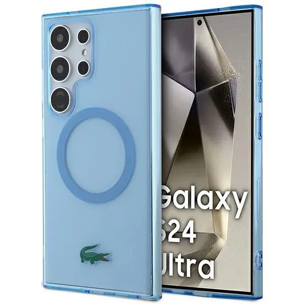 Etui Lacoste LCHMS24LULOLB Hardcase Transparent MagSafe do Samsung Galaxy S24 Ultra Jasnoniebieski