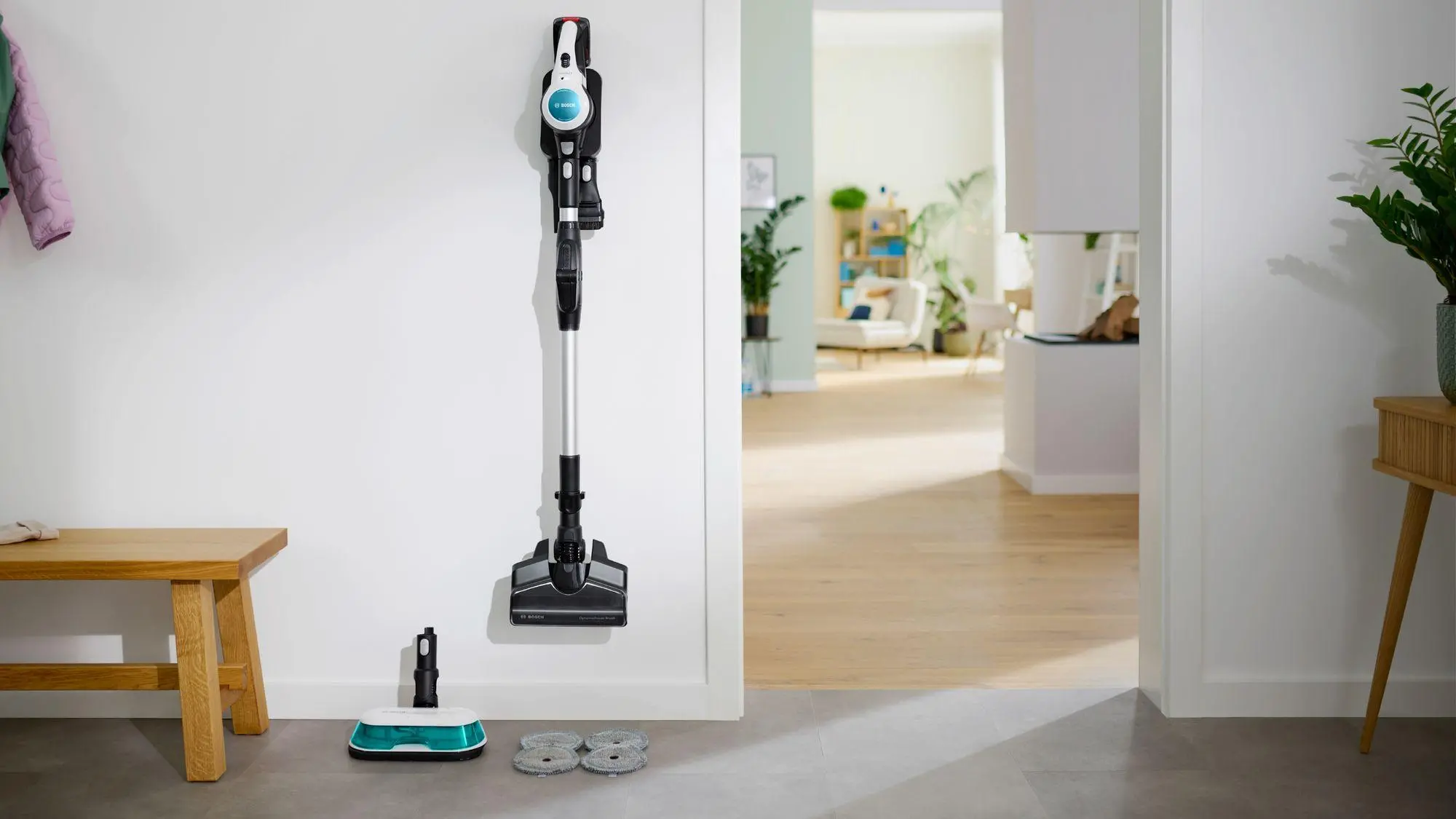 Odkurzacz Bosch Unlimited 7 ProHygienic Aqua BCS71HYG3 40min Funkcja mycia Wymienny akumulator Mini elektroszczotka