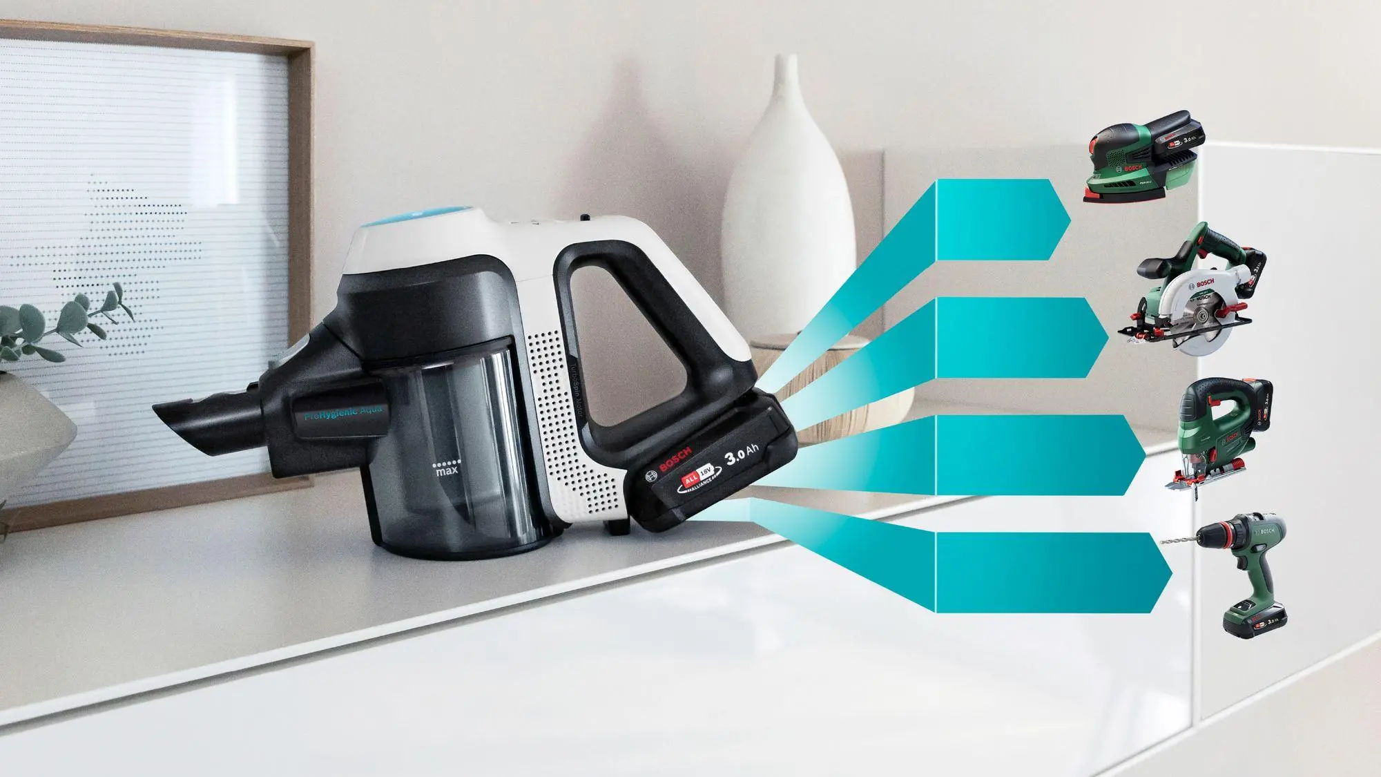 Odkurzacz Bosch Unlimited 7 ProHygienic Aqua BCS71HYG3 40min Funkcja mycia Wymienny akumulator Mini elektroszczotka