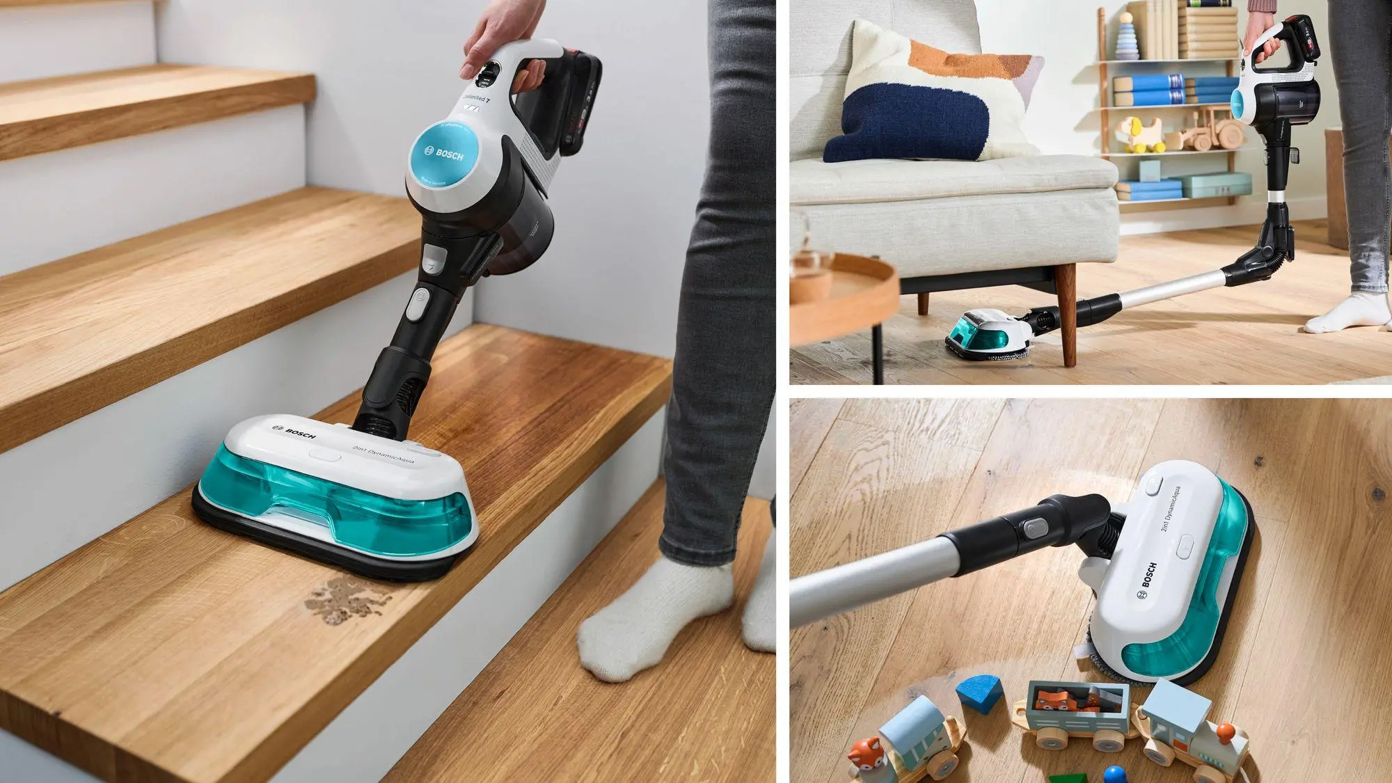 Odkurzacz Bosch Unlimited 7 ProHygienic Aqua BCS71HYG3 40min Funkcja mycia Wymienny akumulator Mini elektroszczotka