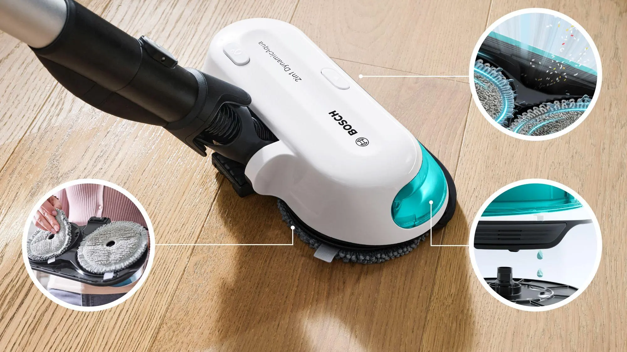 Odkurzacz Bosch Unlimited 7 ProHygienic Aqua BCS71HYG3 40min Funkcja mycia Wymienny akumulator Mini elektroszczotka