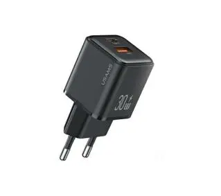 USAMS CC189TC01 1x USB + 1x USB-C PD3.0 Fast Charging X-ron Series 30W Czarny