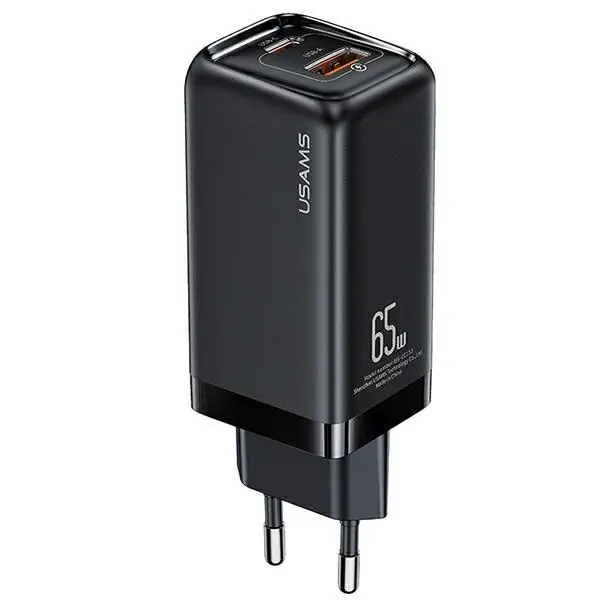 Ładowarka sieciowa USAMS T47 1 x USB-C + 1 xUSB T47 PD Fast Charging Super Si 65W Czarny