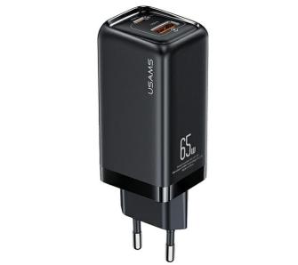 Ładowarka sieciowa USAMS T47 1 x USB-C + 1 xUSB T47 PD Fast Charging Super Si 65W Czarny