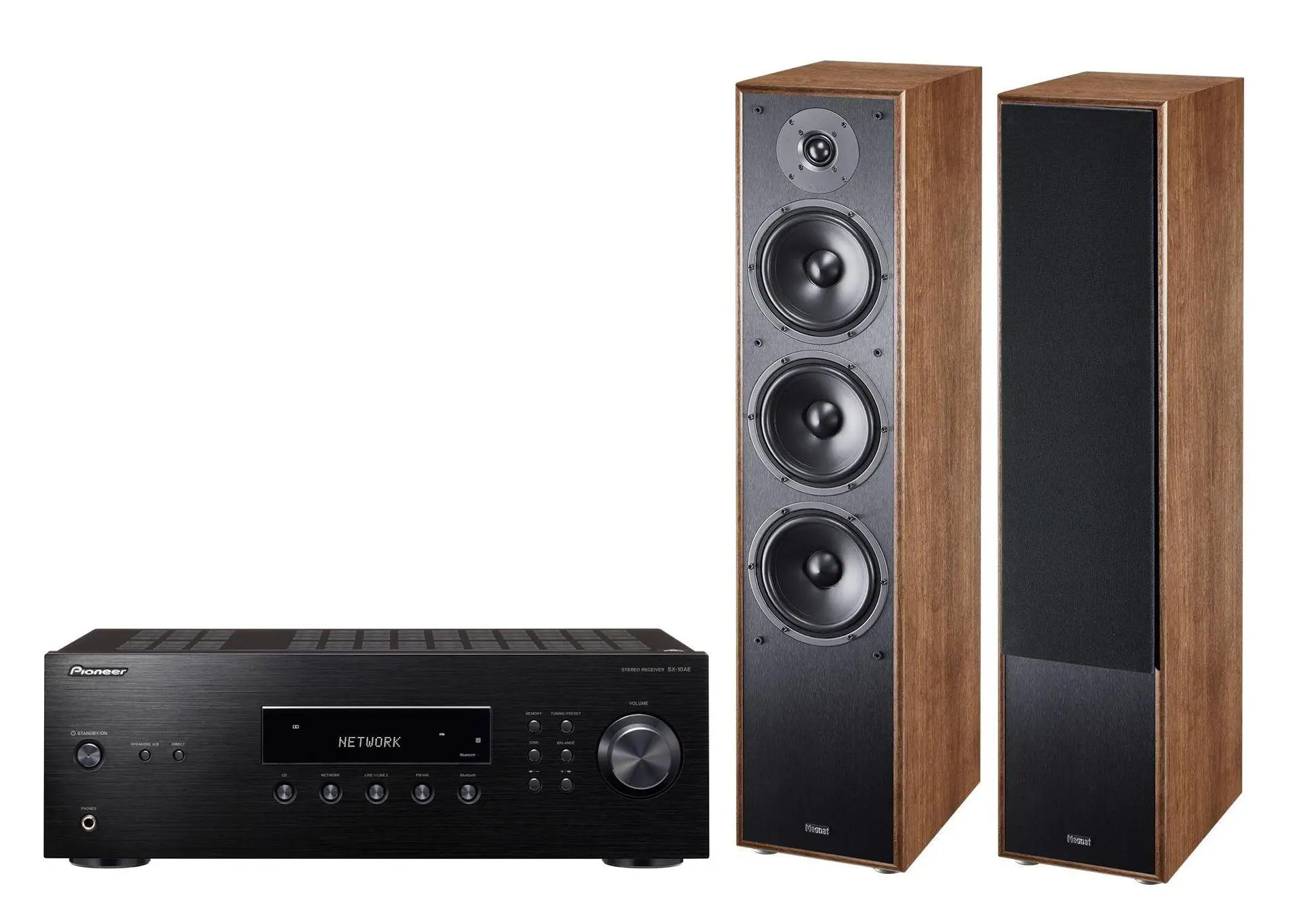 Zestaw stereo Pioneer SX-10AE Czarny, Magnat Monitor S70 Orzech 2szt.
