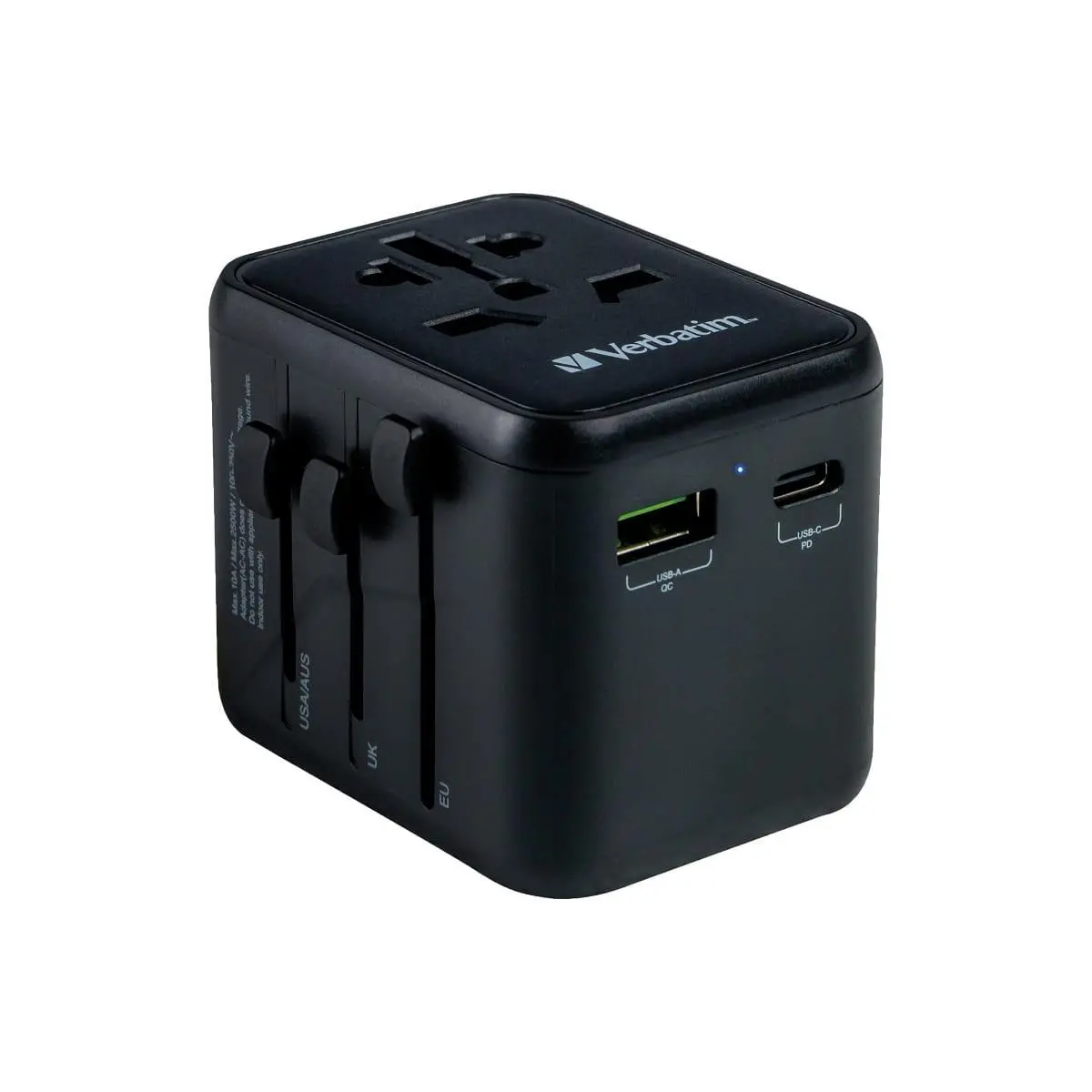 Adapter podróżny Verbatim UTA-02 World to World USB-A USB-C QC PD 20W