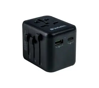 Adapter podróżny Verbatim UTA-02 World to World USB-A USB-C QC PD 20W