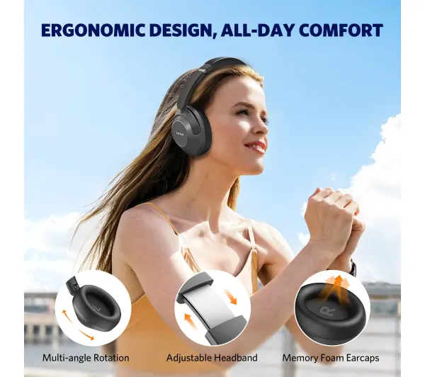 Earfun Wave Pro Nauszne Bluetooth 5.0 Czarny