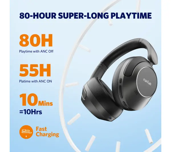 Earfun Wave Pro Nauszne Bluetooth 5.0 Czarny
