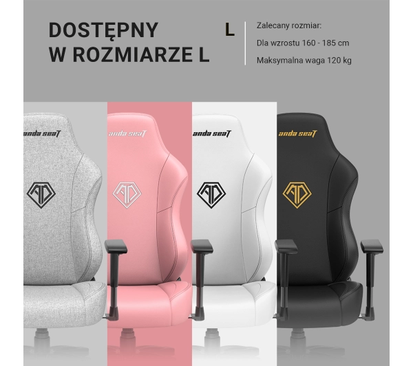 Anda Seat Phantom 3 L Gamingowy do 120kg Skóra ECO Różowy - Kup na Raty - RRSO 0%