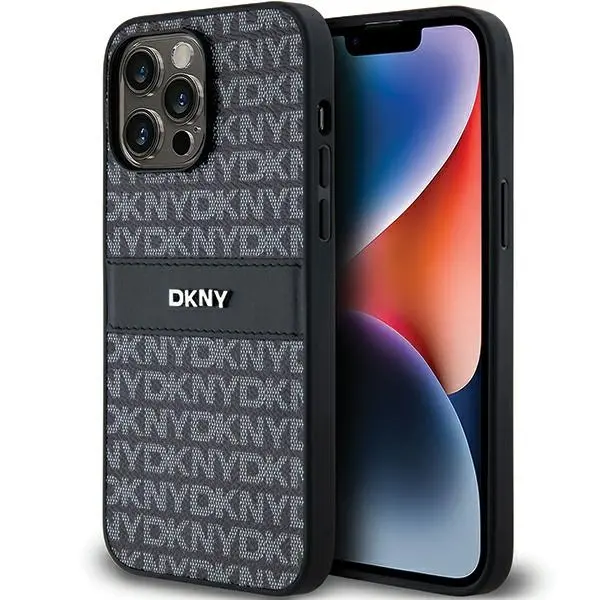 Etui DKNY Leather Mono Stripe & Metal Logo do iPhone 14 Pro Czarny
