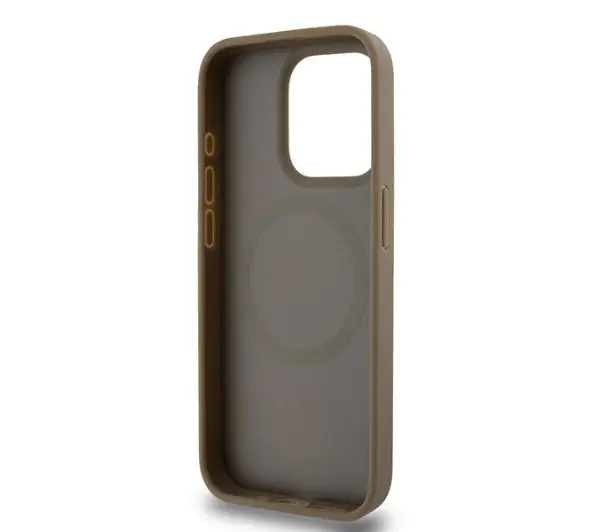DKNY Leather Pattern Metal Logo MagSafe do iPhone 14 Pro Max Brązowy