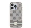 Etui DKNY IML Checkered Mono Pattern & Printed Stripes MagSafe do iPhone 14 Pro Beżowy