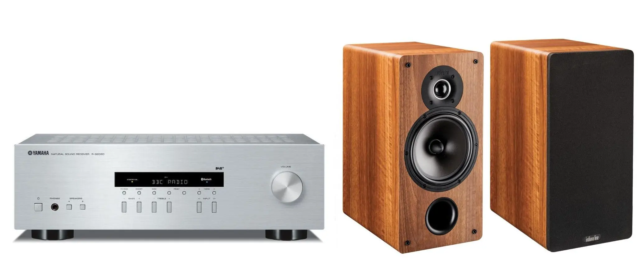 Zestaw stereo Yamaha R-S202D Srebrny, Indiana Line Nota Tesi 261 L Orzech