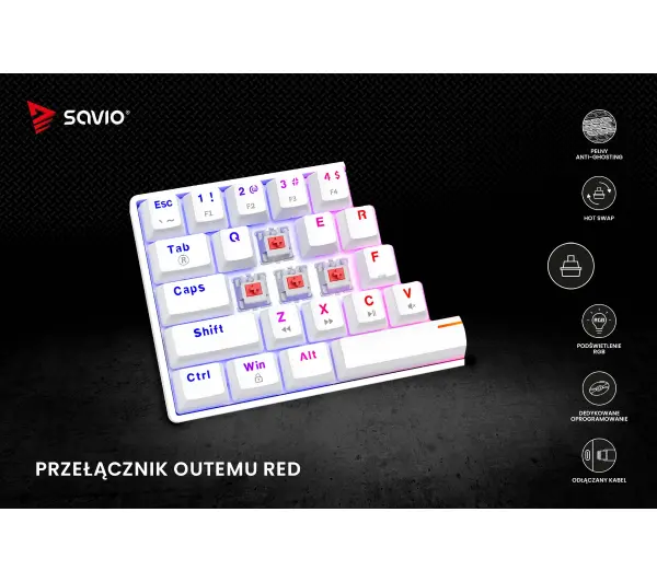 Savio Whiteout X2 Outemu Red Hot Swap Biały