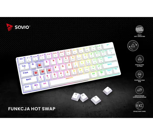 Savio Whiteout X2 Outemu Red Hot Swap Biały