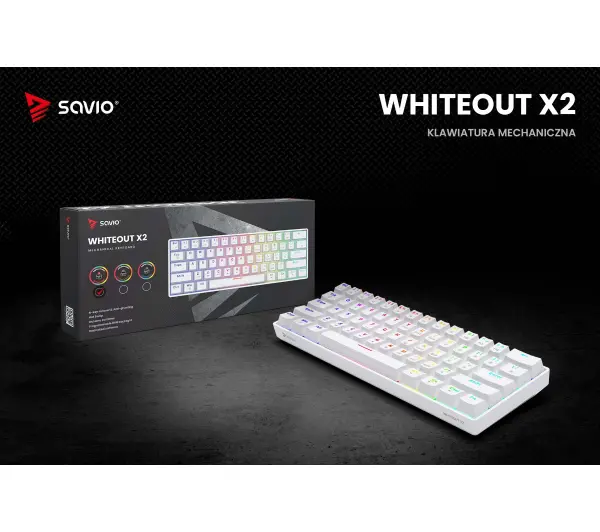 Savio Whiteout X2 Outemu Red Hot Swap Biały