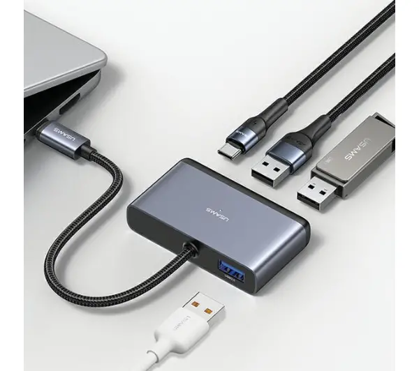 USAMS SJ627HUB01 4w1 2xUSB 2.0/USB 3.0/ USB-C Szary