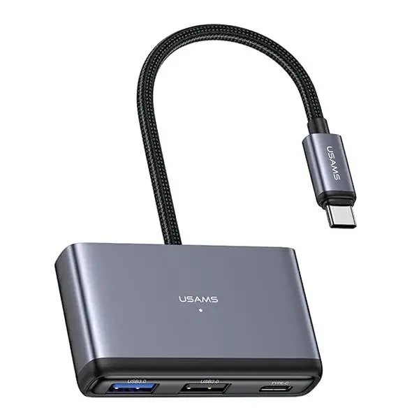 Hub USB USAMS SJ627HUB01 4w1 2xUSB 2.0/USB 3.0/ USB-C Szary