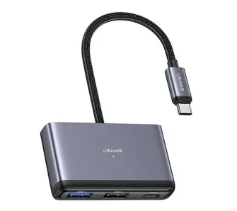 Hub USB USAMS SJ627HUB01 4w1 2xUSB 2.0/USB 3.0/ USB-C Szary