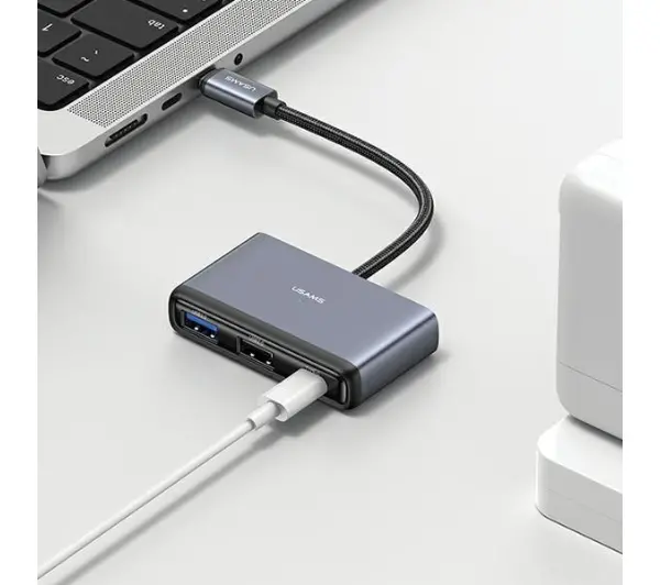 USAMS SJ627HUB01 4w1 2xUSB 2.0/USB 3.0/ USB-C Szary