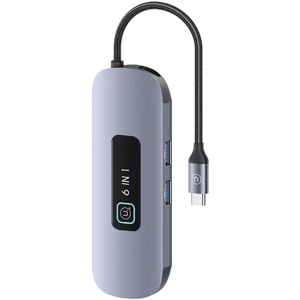 Hub USB USAMS SJ642HUB01 6w1 2xUSB 3.0/TF/SD/ USB-C/HDMI PD100W Szary