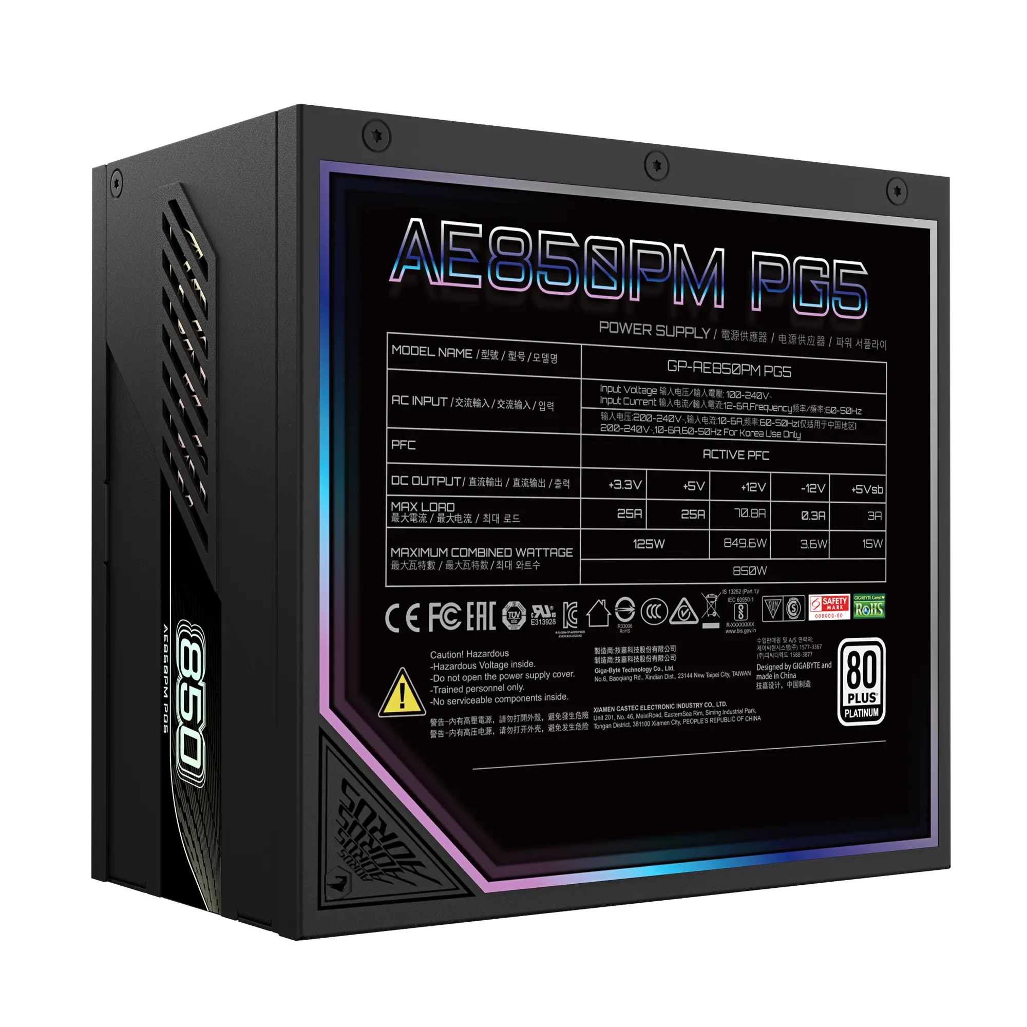 фото Блок живлення Gigabyte AE850PM PG5 850W Black (GP-AE850PM PG5) 1