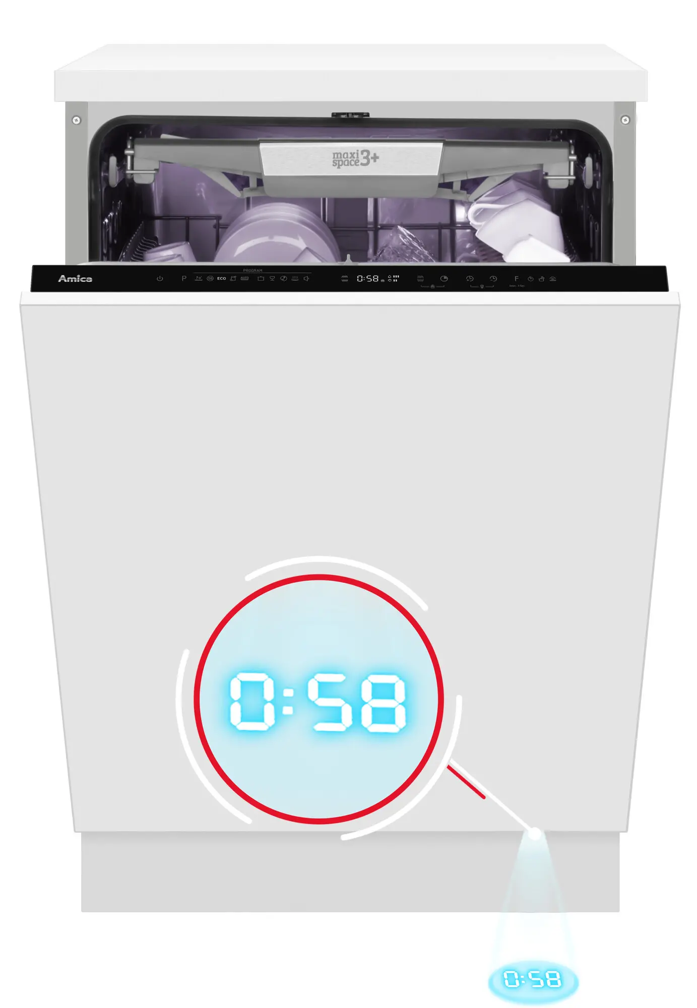 Zmywarka Amica DIM68B10ELONSWiD 59,8cm Automatyczne otwieranie drzwi Szuflada na sztućce