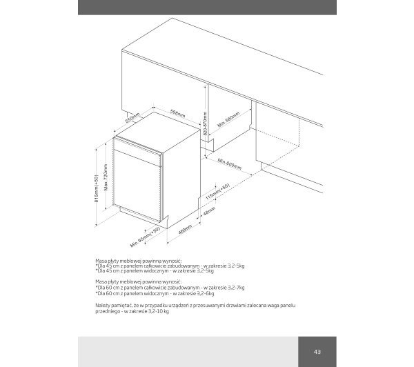 Amica DIM68B10ELONSWiD 59,8cm Automatyczne otwieranie drzwi Szuflada na sztućce - Kup na Raty - RRSO 0%
