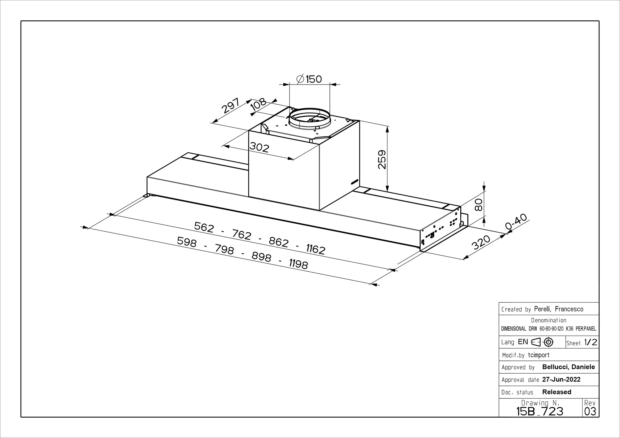 фото Витяжка вбудована Faber In-Nova Premium A60/2 Black Matt