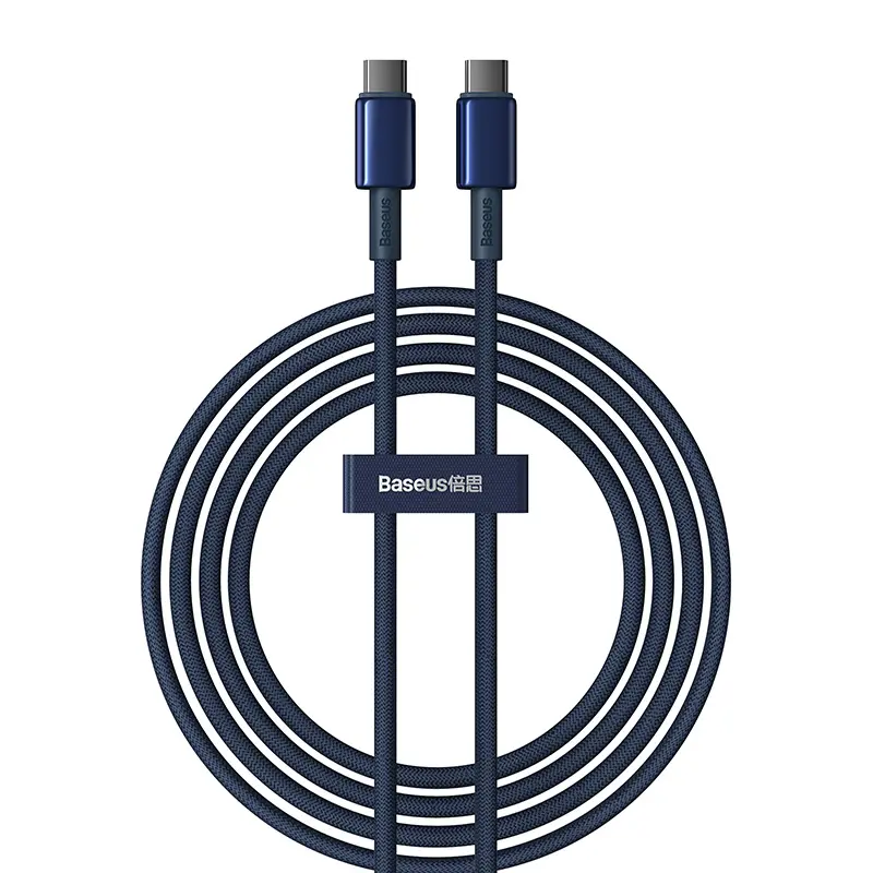 Kabel Baseus USB-C do USB-C Tungsten Gold 100W 2m Niebieski
