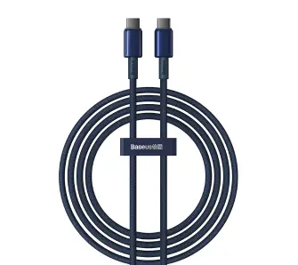 Kabel Baseus USB-C do USB-C Tungsten Gold 100W 2m Niebieski