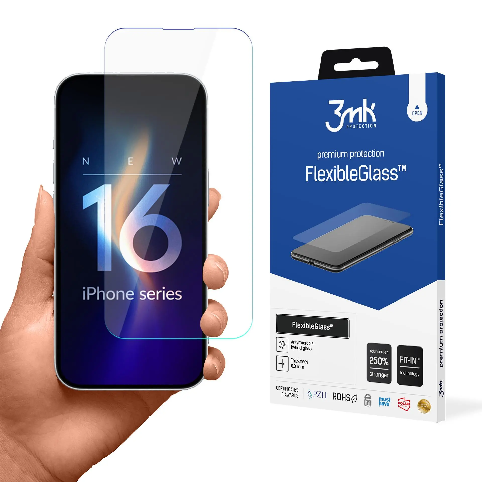 Szkło hybrydowe 3mk FlexibleGlass do iPhone 16 Plus