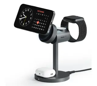 Aukey 3w1 Qi2.0 15W Szary - Kup na Raty - RRSO 0%