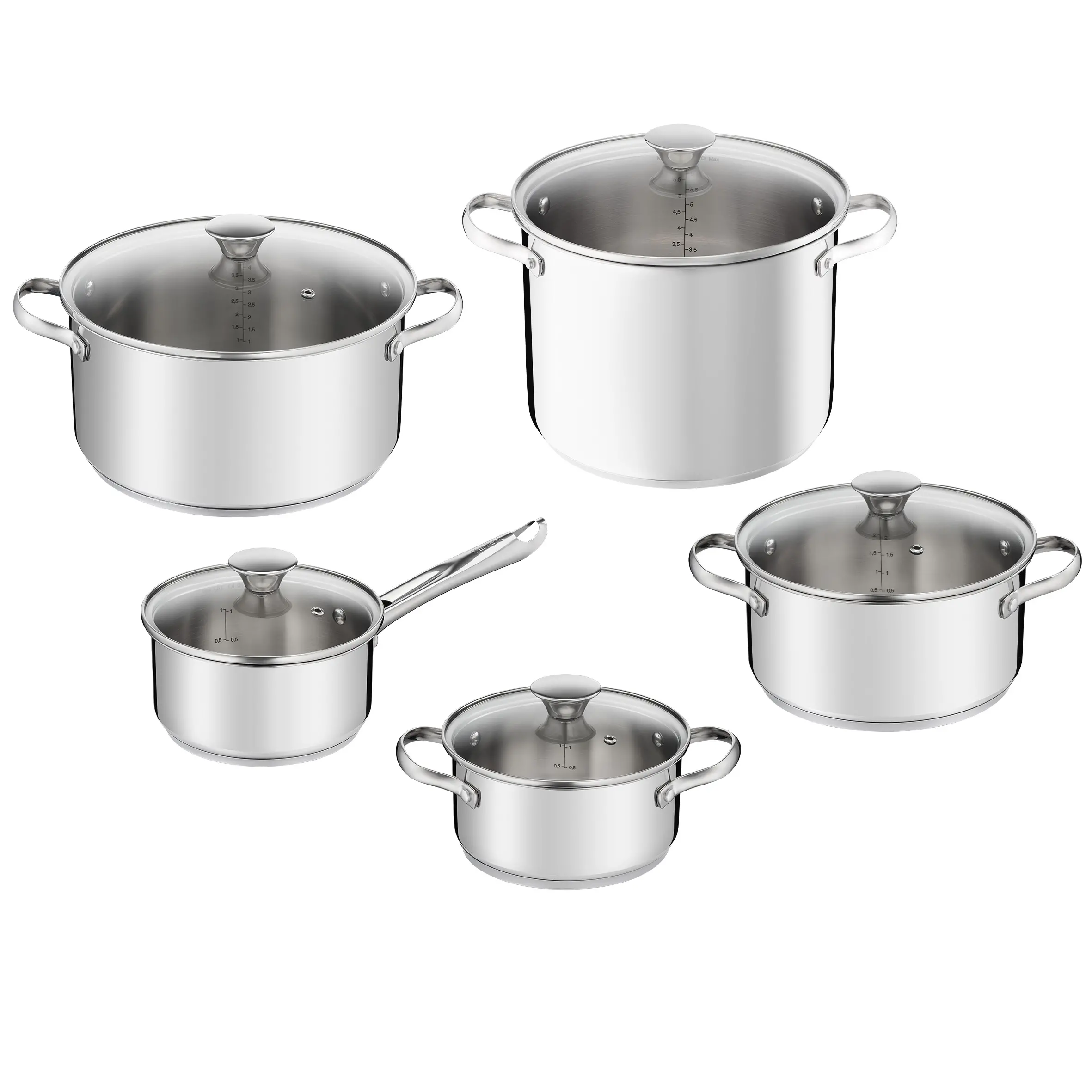 Zestaw garnków Tefal Daily Cook H054AS55 Indukcja Stal nierdzewna 10 elementów