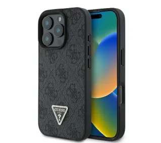 Guess hardcase Leather 4G Triangle Strass iPhone 16 Pro Max Czarny